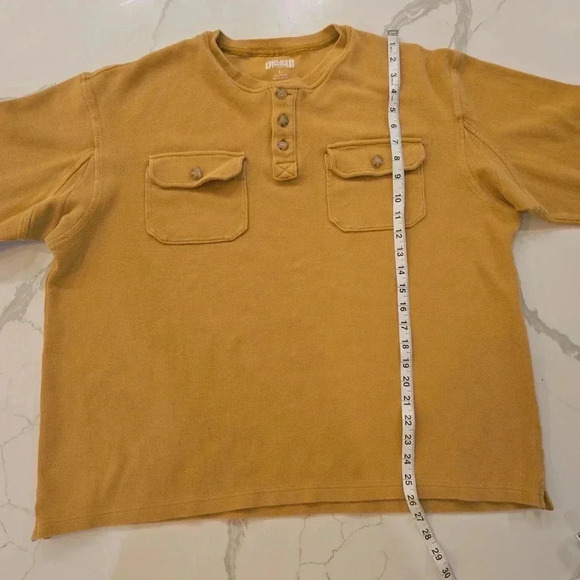 Duluth Trading Mens Ribbed Waffle Henley Mustard Yellow Size Large - Picture 7 of 10